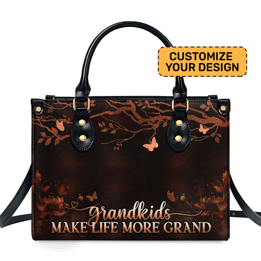Grandkids Make Life More Grand - Personalized Leather Handbag MB74