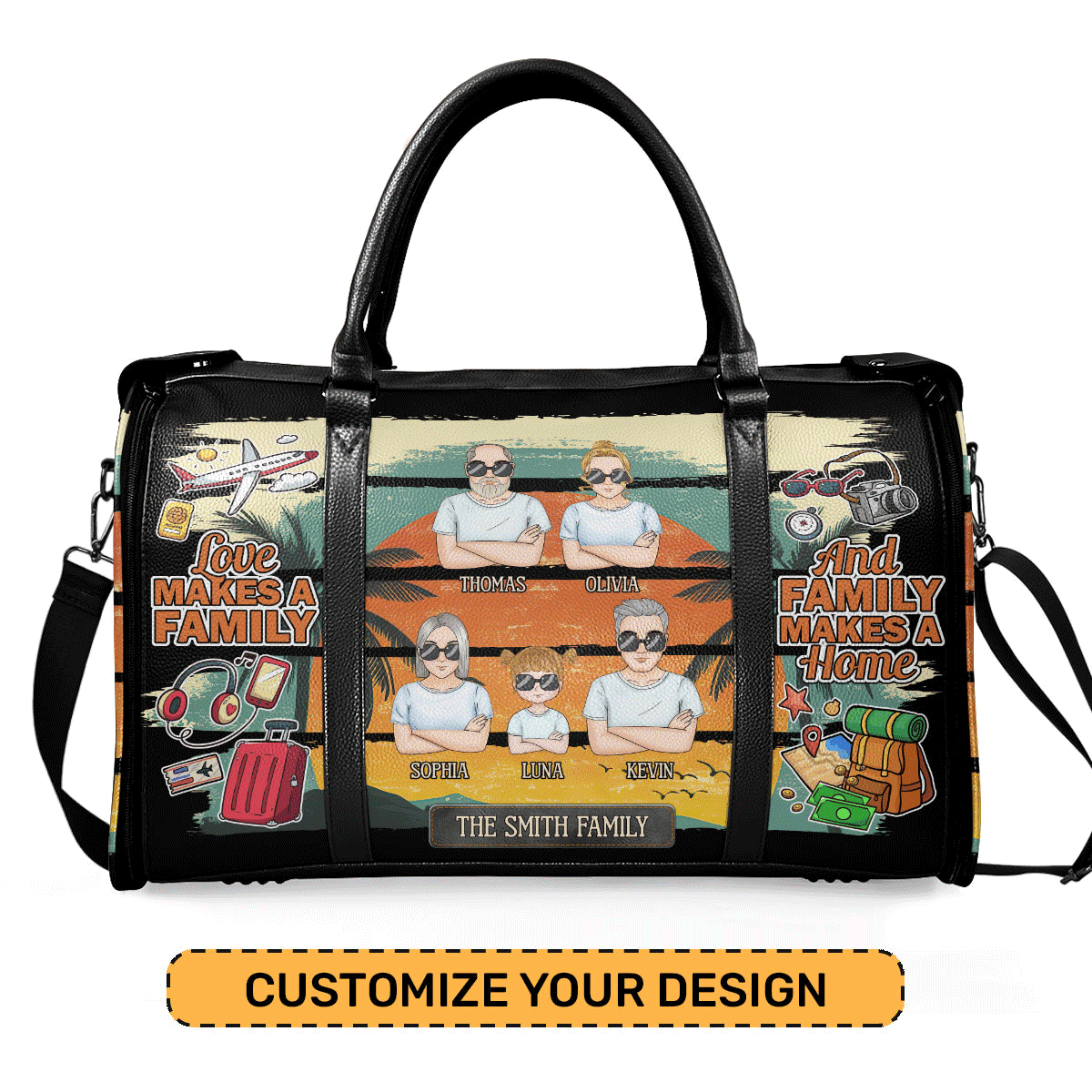 Love Makes A Family And Family Makes A Home - Personalized Leather Duffle Bag SBDBT74