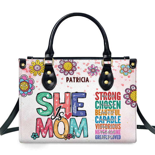 She Is Mom - Personalized Leather Handbag