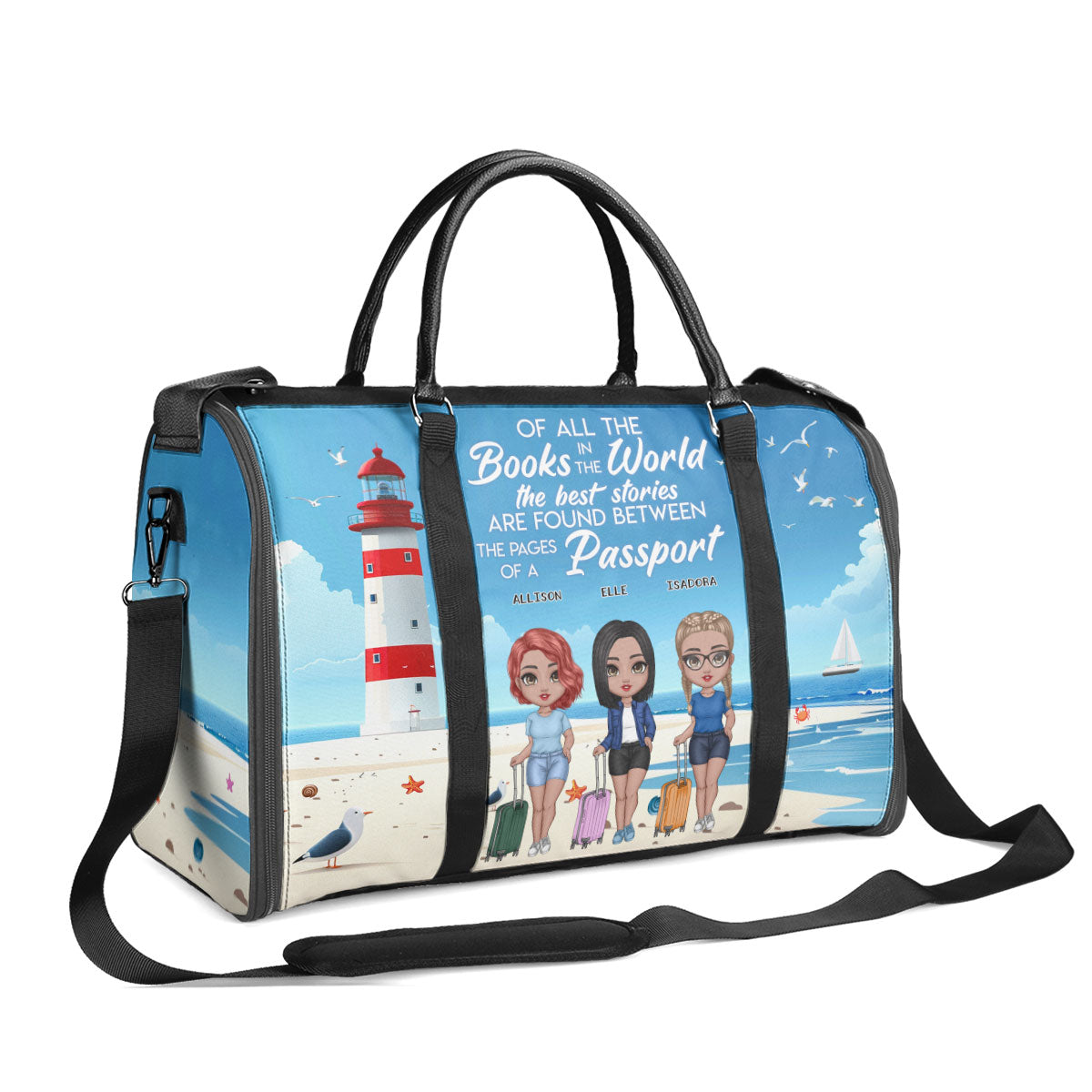The Best Stories Are Found Between The Pages Of A Passport - Personalized Leather Duffle Bag SBDBN64