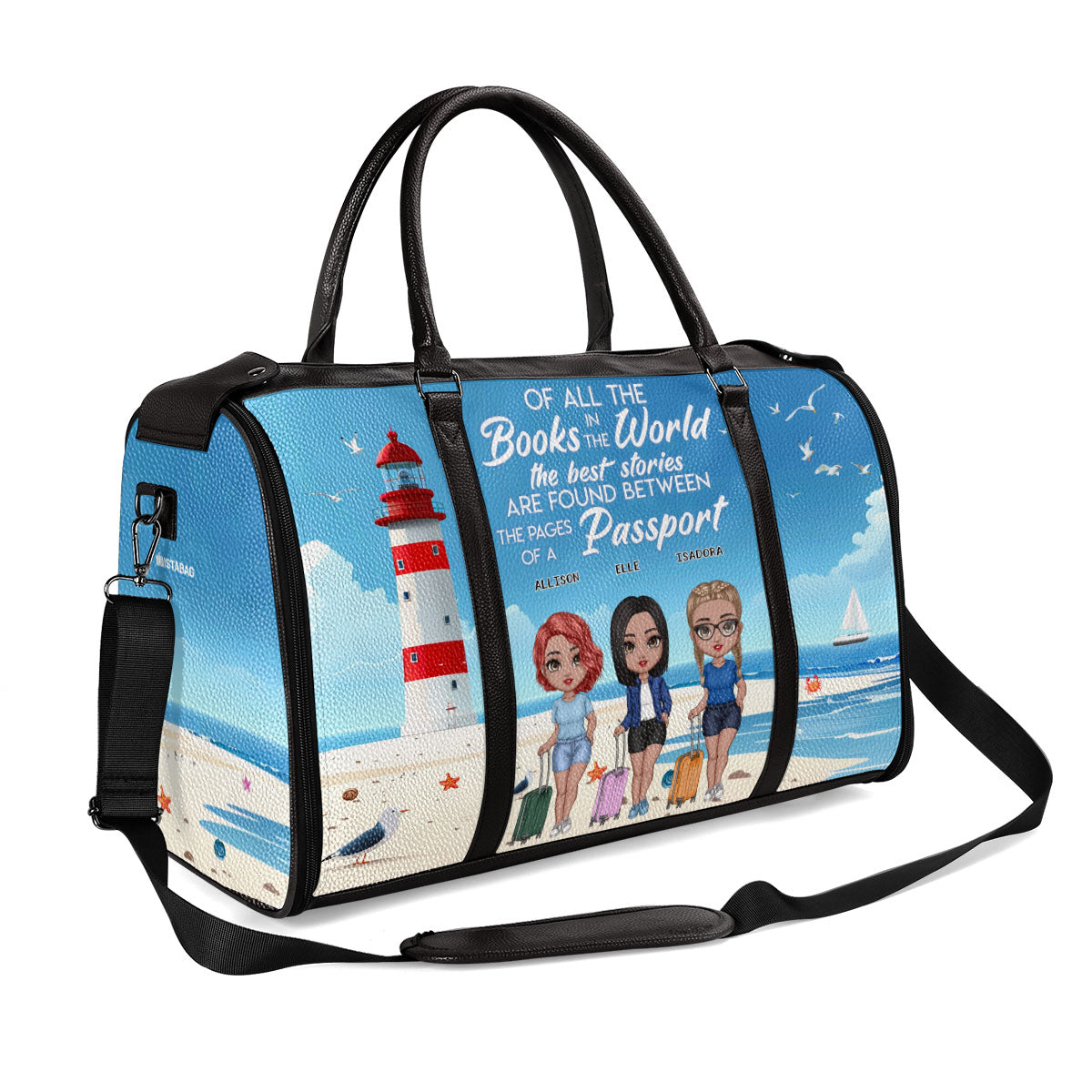 The Best Stories Are Found Between The Pages Of A Passport - Personalized Leather Duffle Bag SBDBN64