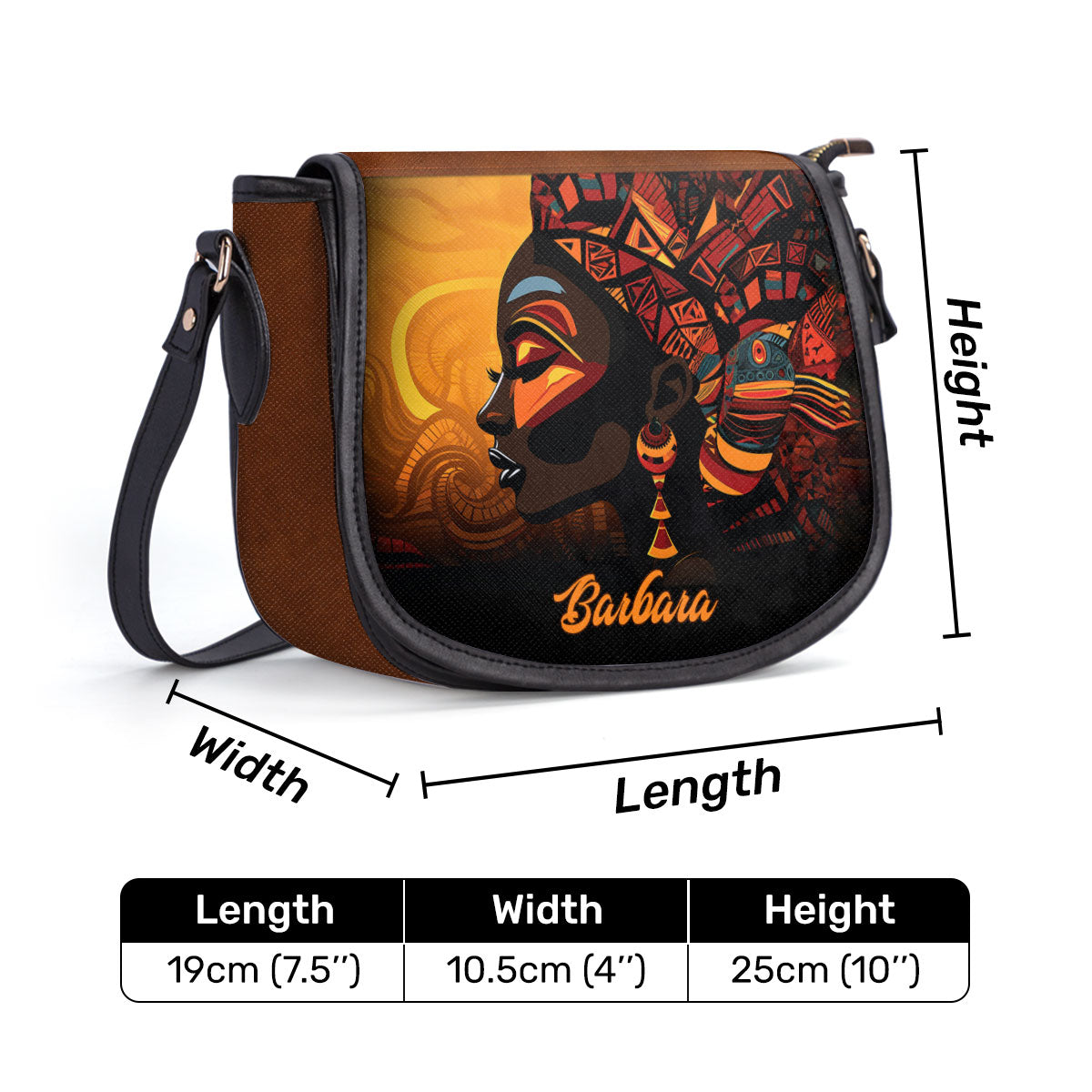 African Culture - Personalized Leather Saddle Cross Body Bag SB102