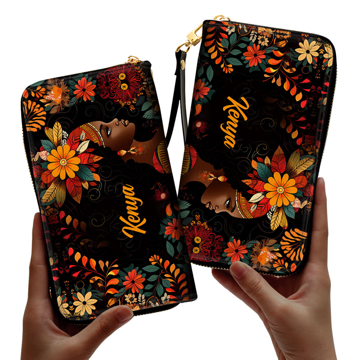 BlackBohemian - Personalized Leather Clutch Purse SB104