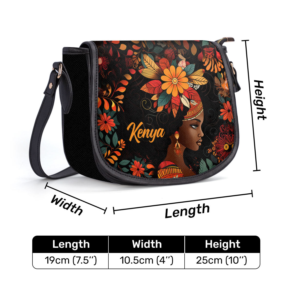 BlackBohemian - Personalized Leather Saddle Cross Body Bag SB104