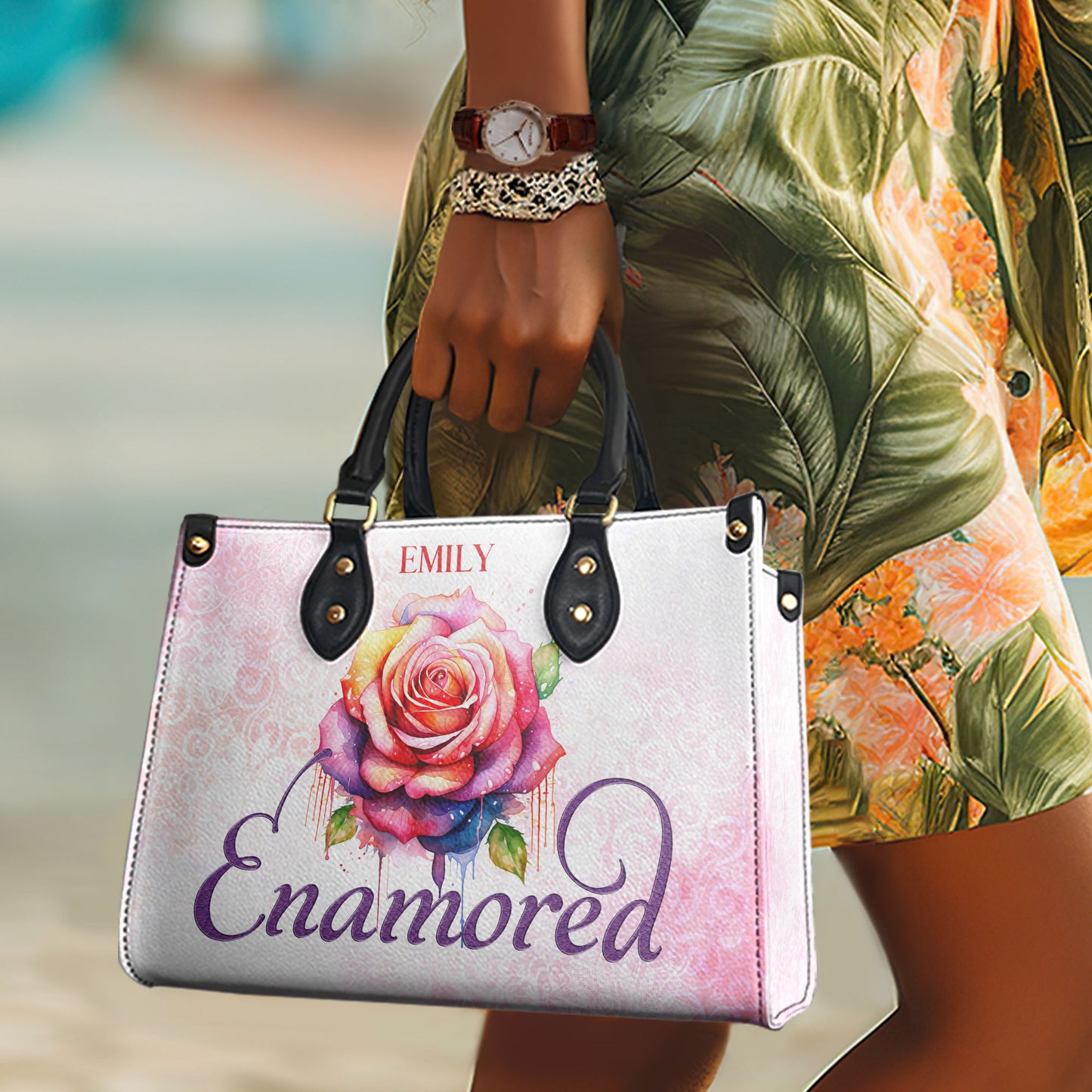Enamored - Personalized Leather Handbag - STB140