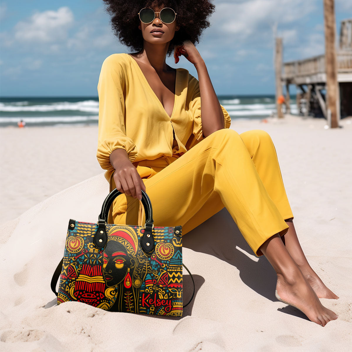 African Culture - Personalized Leather Handbag With Unique Texture STB17