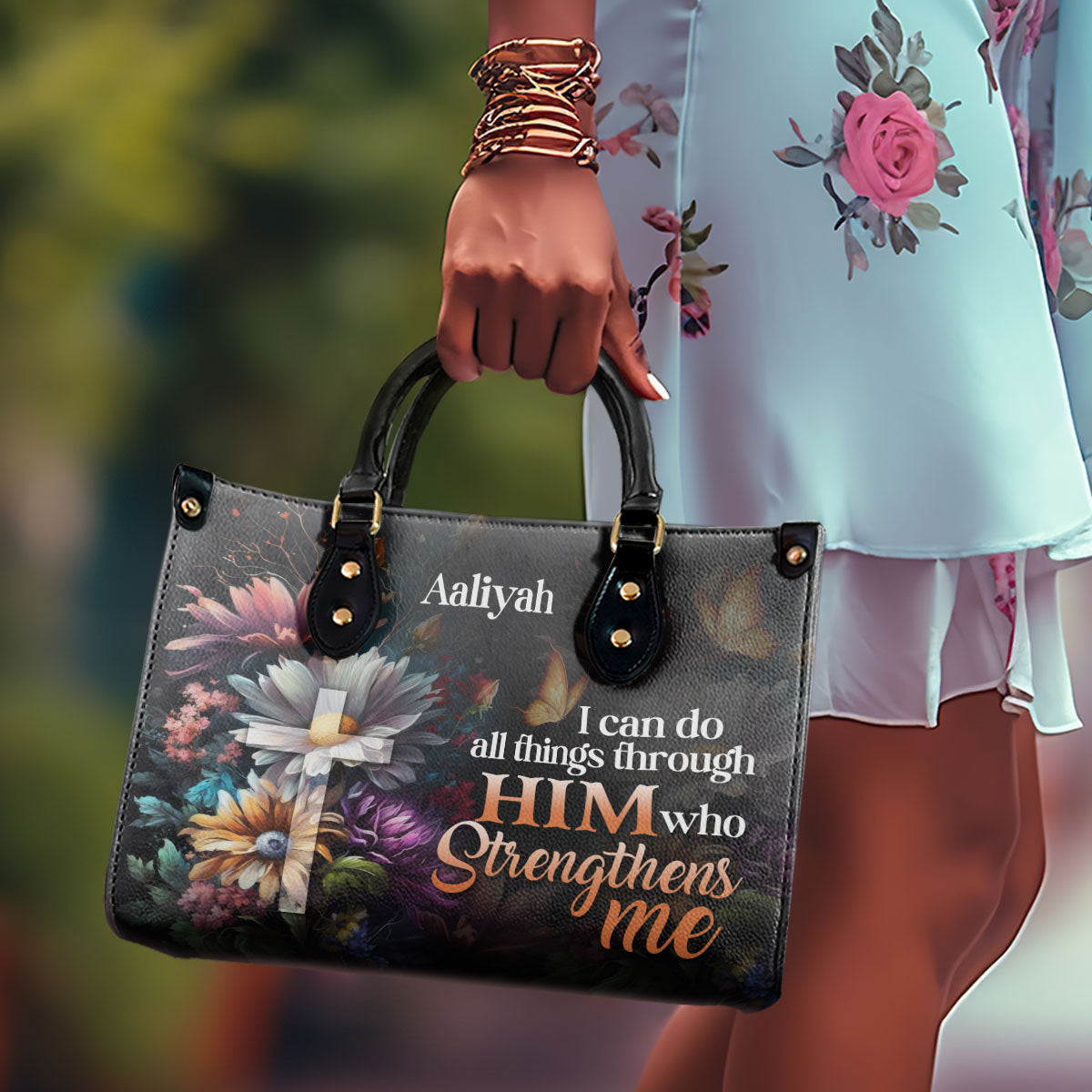 I Can Do All Things Through Him - Personalized Leather Handbag STB29