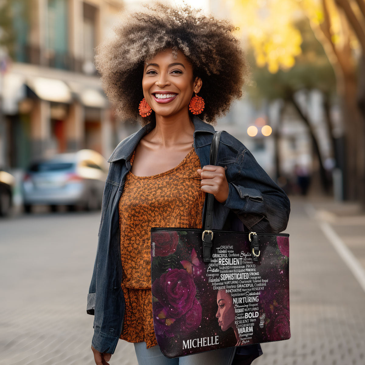 Africa Map - Personalized Leather Totebag STB45