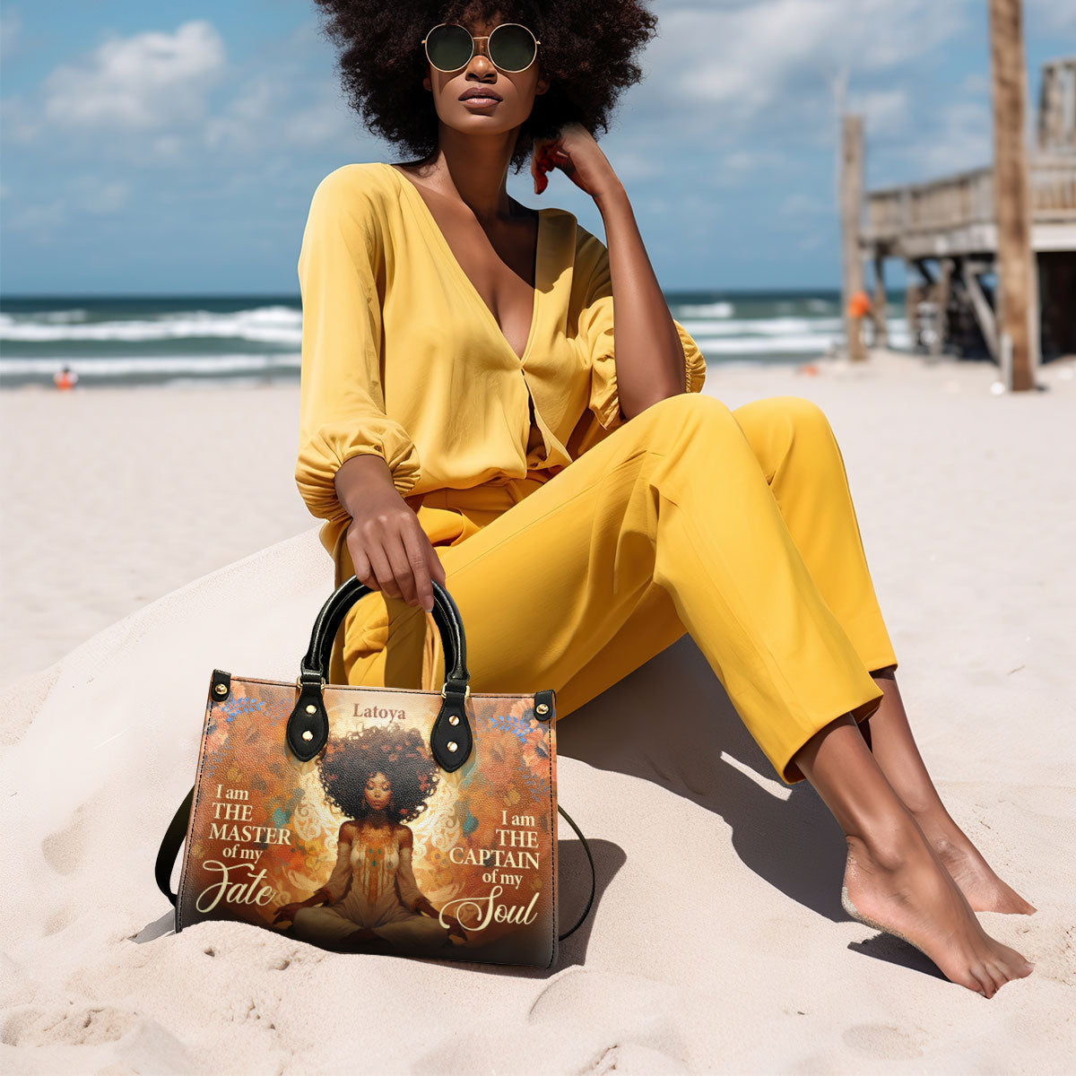 I Am The Master Of My Fate - Personalized Leather Handbag STB56