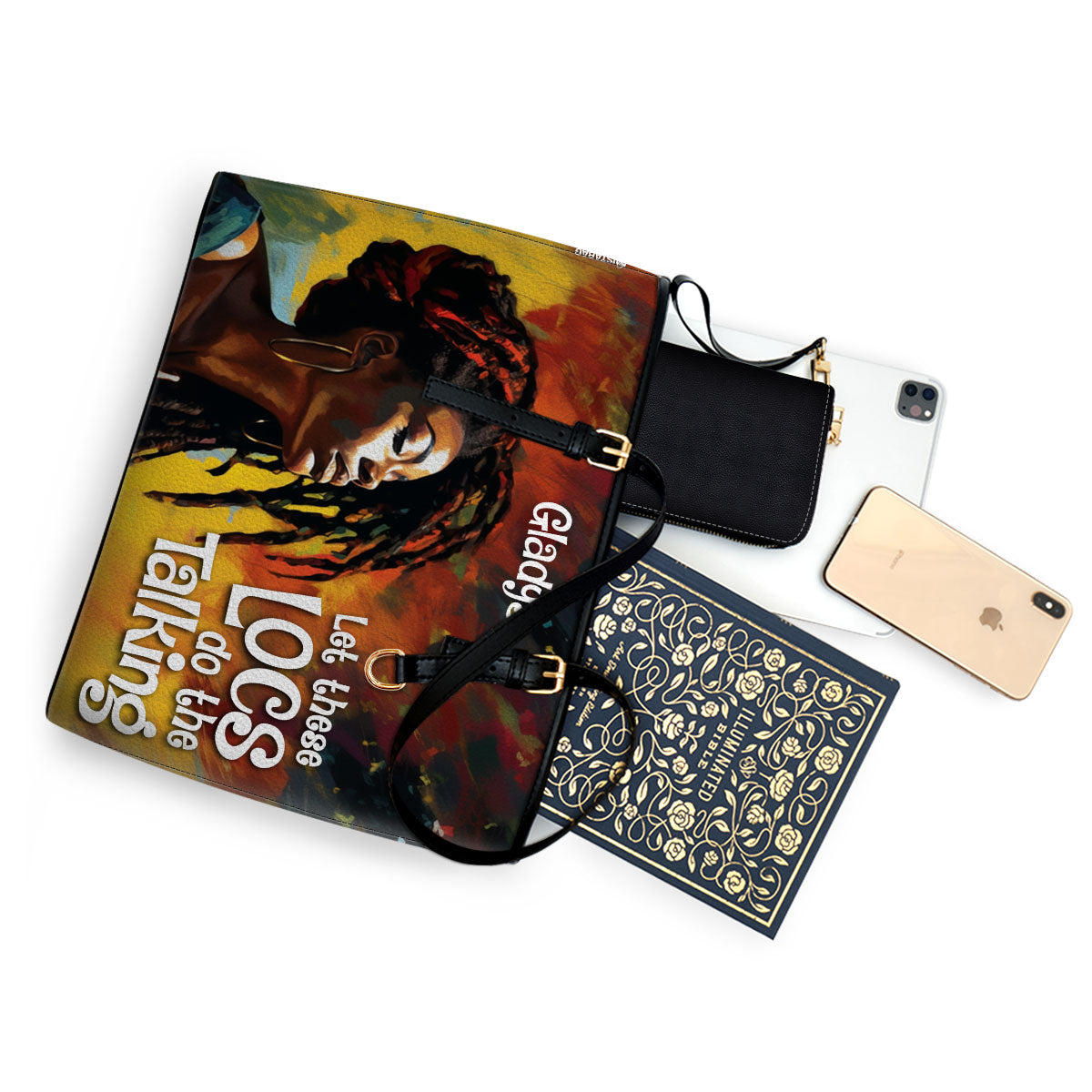 Let These Locs Do The Talking - Personalized Leather Totebag STB07