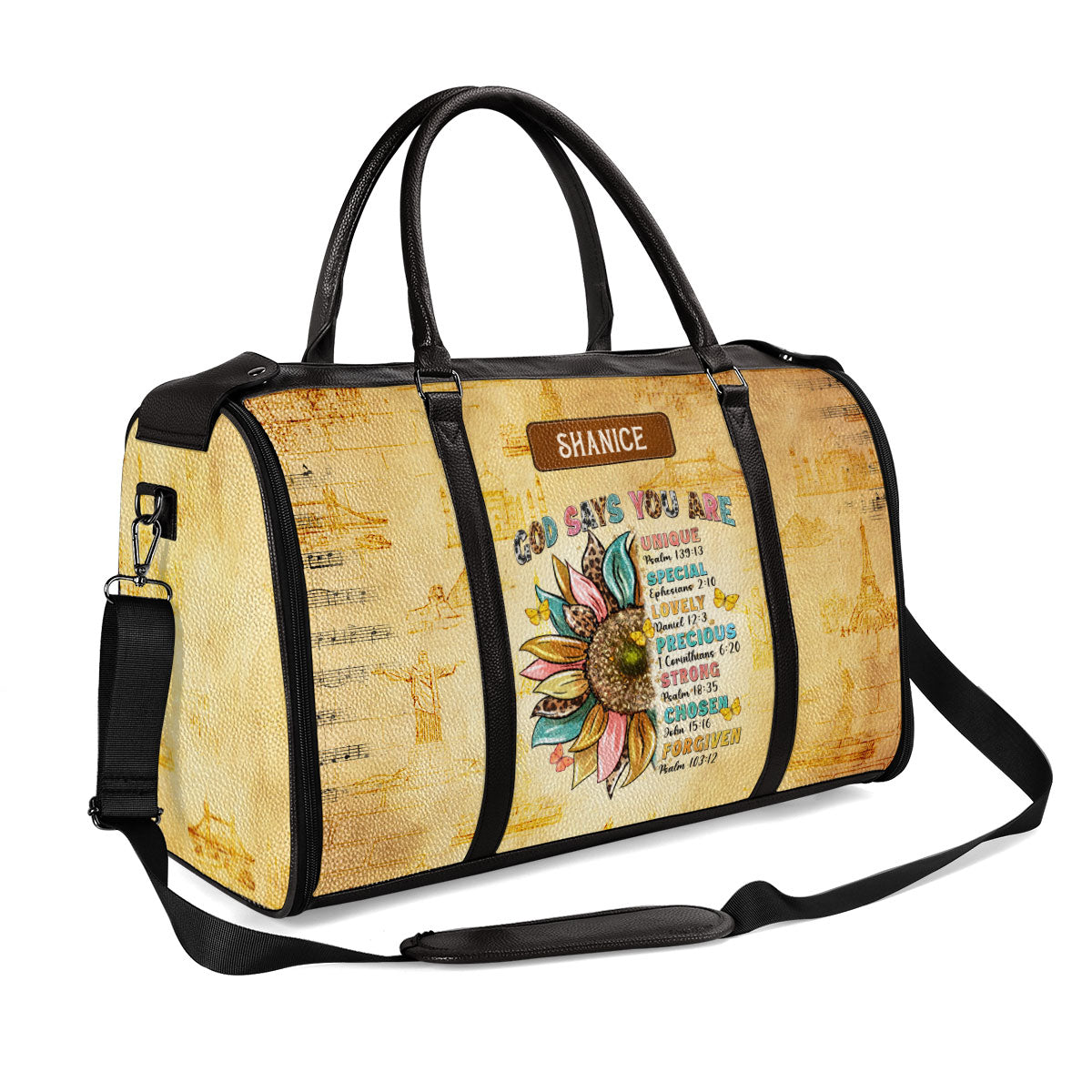 God Says You Are - Personalized Leather Duffle Bag SBHN19