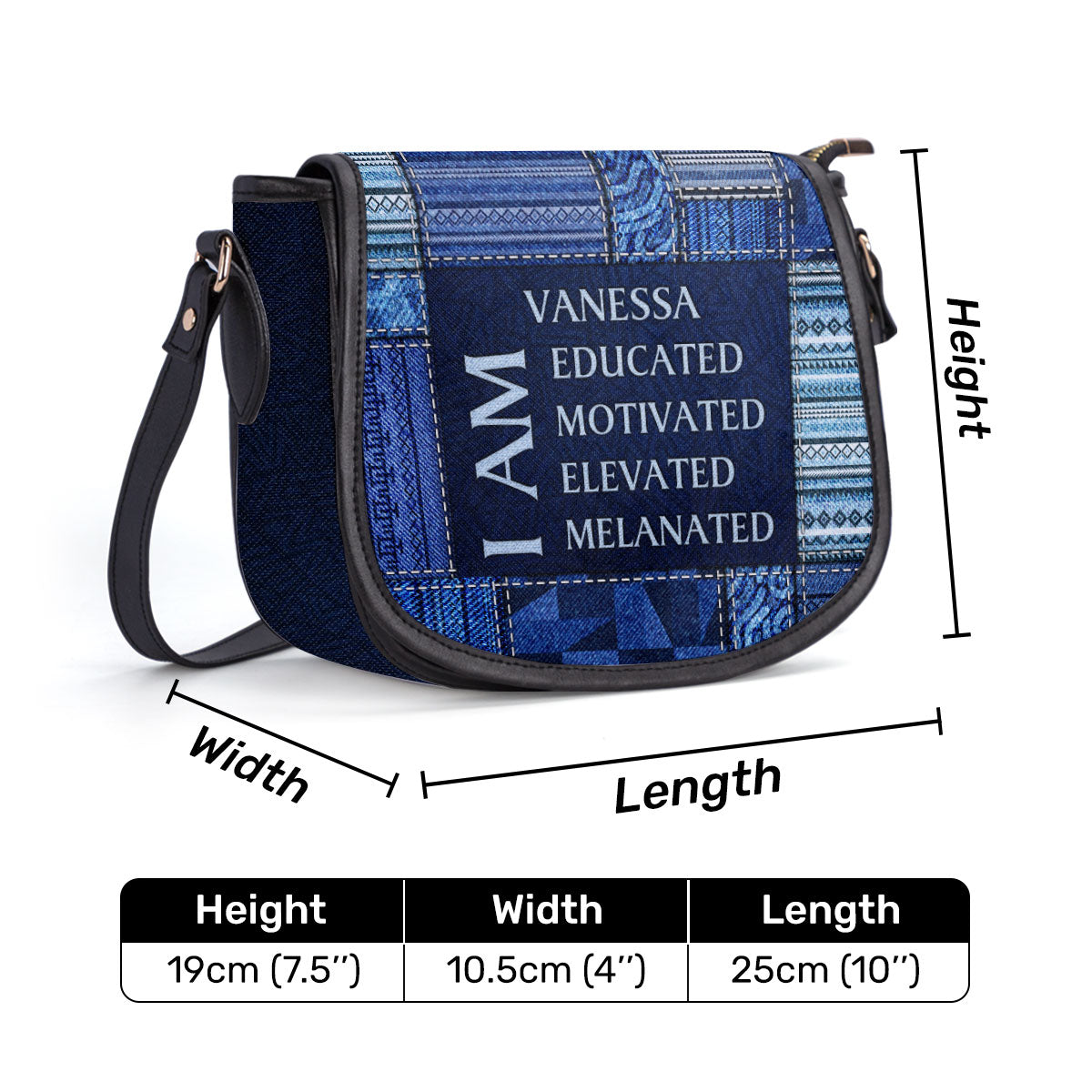 I Am - Jean Personalized Leather Saddle Cross Body Bag SB28