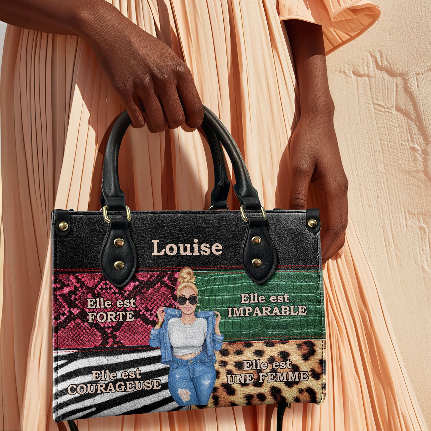 Elle Est Forte - Personalized Leather Hand Bag SBLHBT68