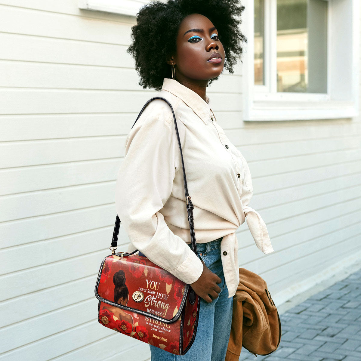 Being Strong - Personalized Leather Satchel Bag STB85