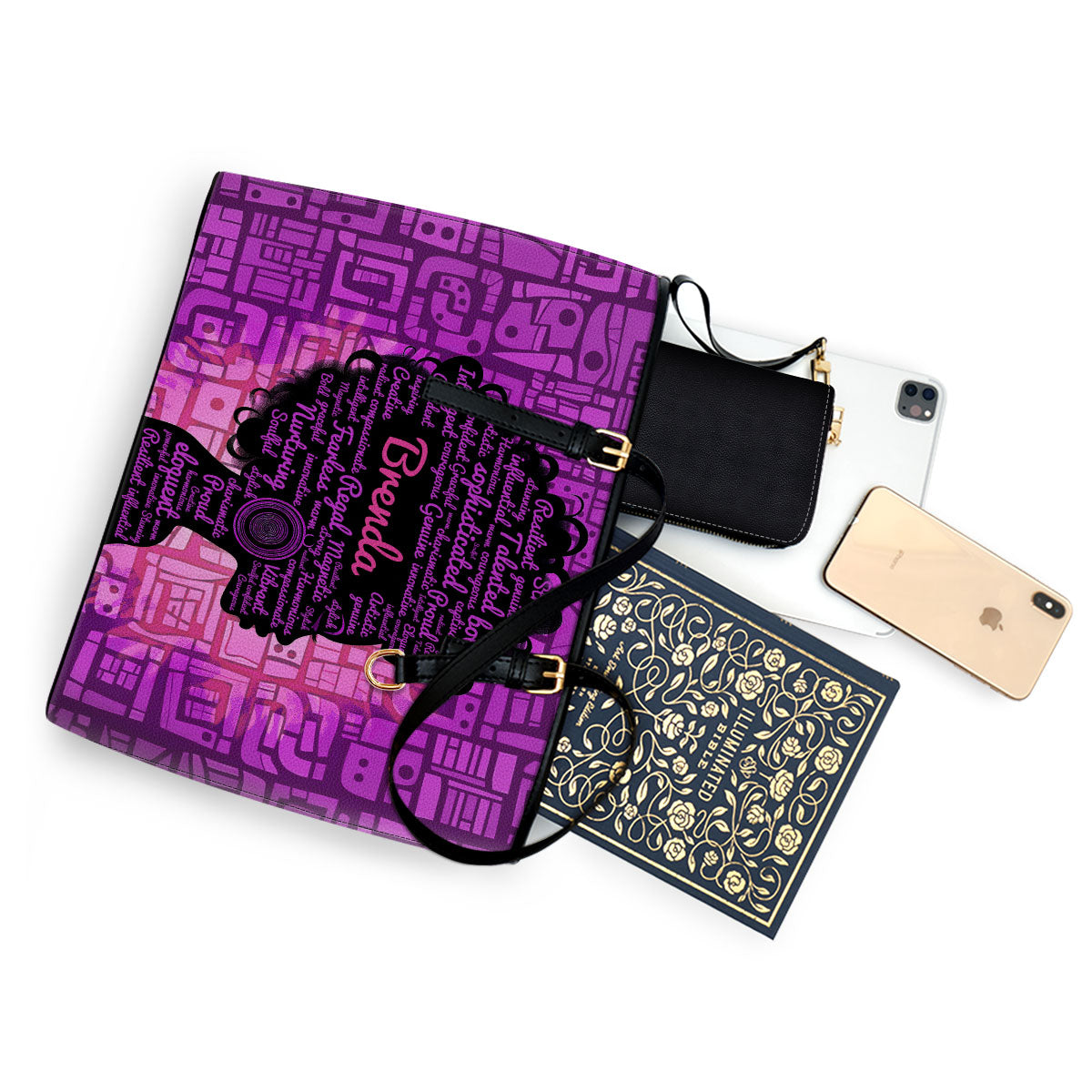 Black Queen - Personalized Leather Totebag SB47