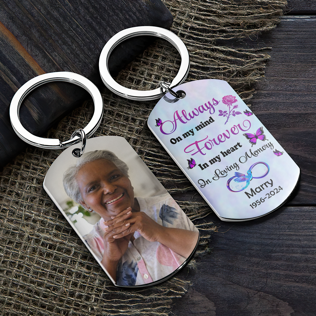Always On My Mind Forever In My Heart - Personalized Stainless Steel Keychain