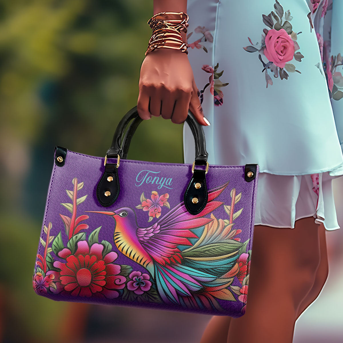 Humming Bird - Personalized Leather Handbag - STB141
