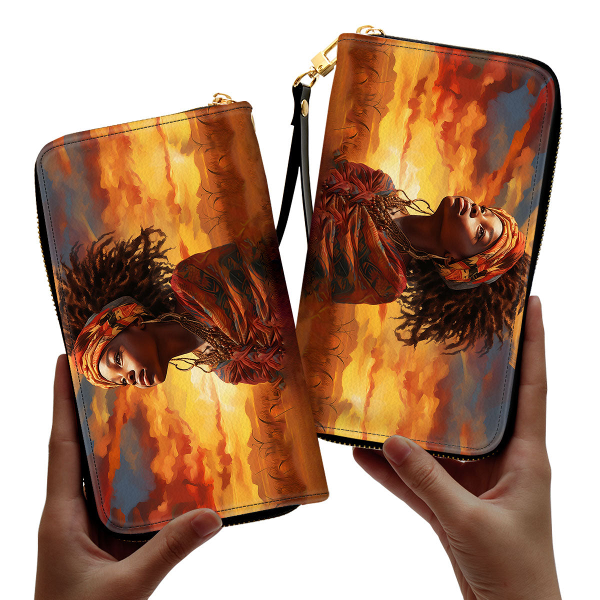 AfroArt "Dreaming" - Leather Clutch Purse MB68