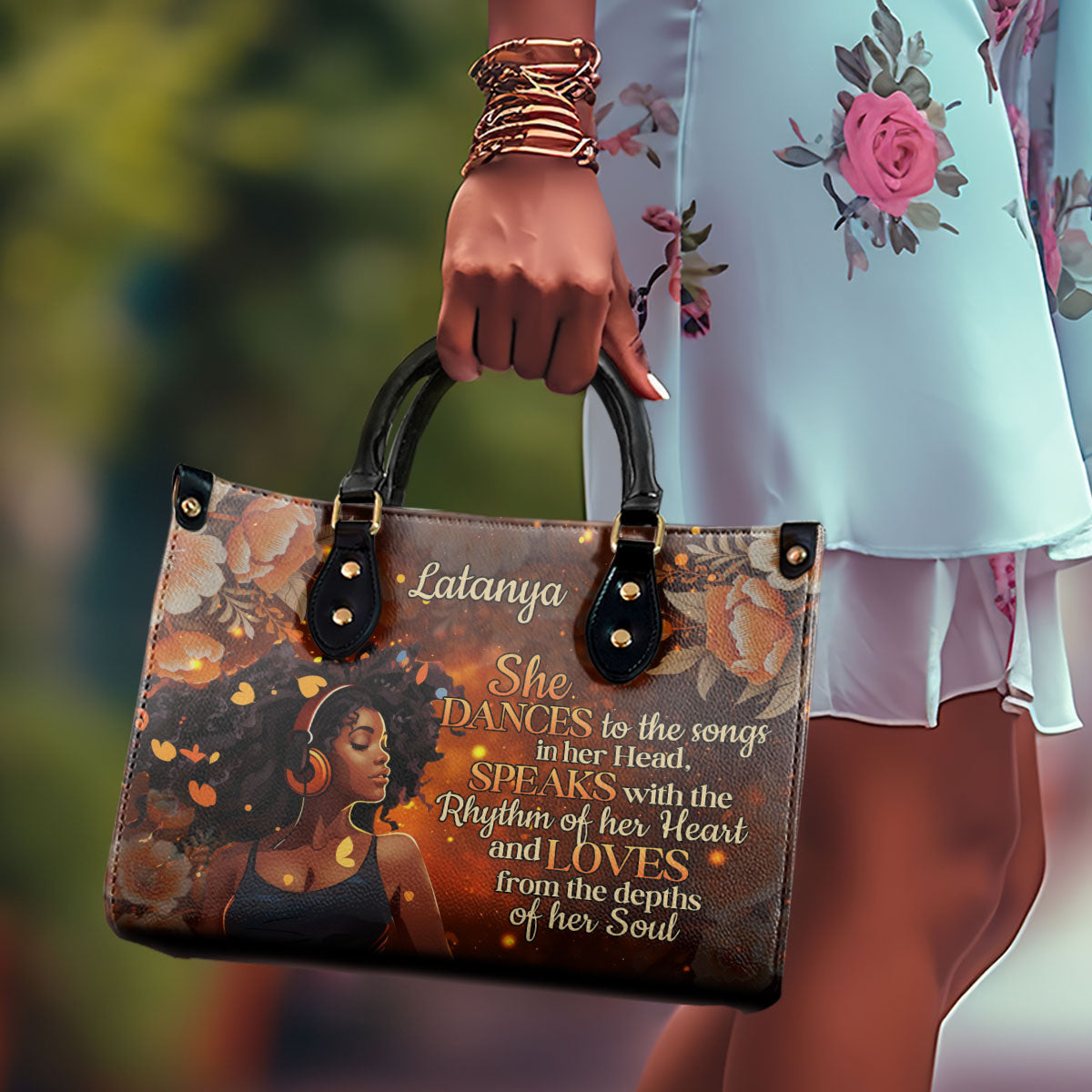 Dance Speak Love - Personalized Leather Hand Bag STB93