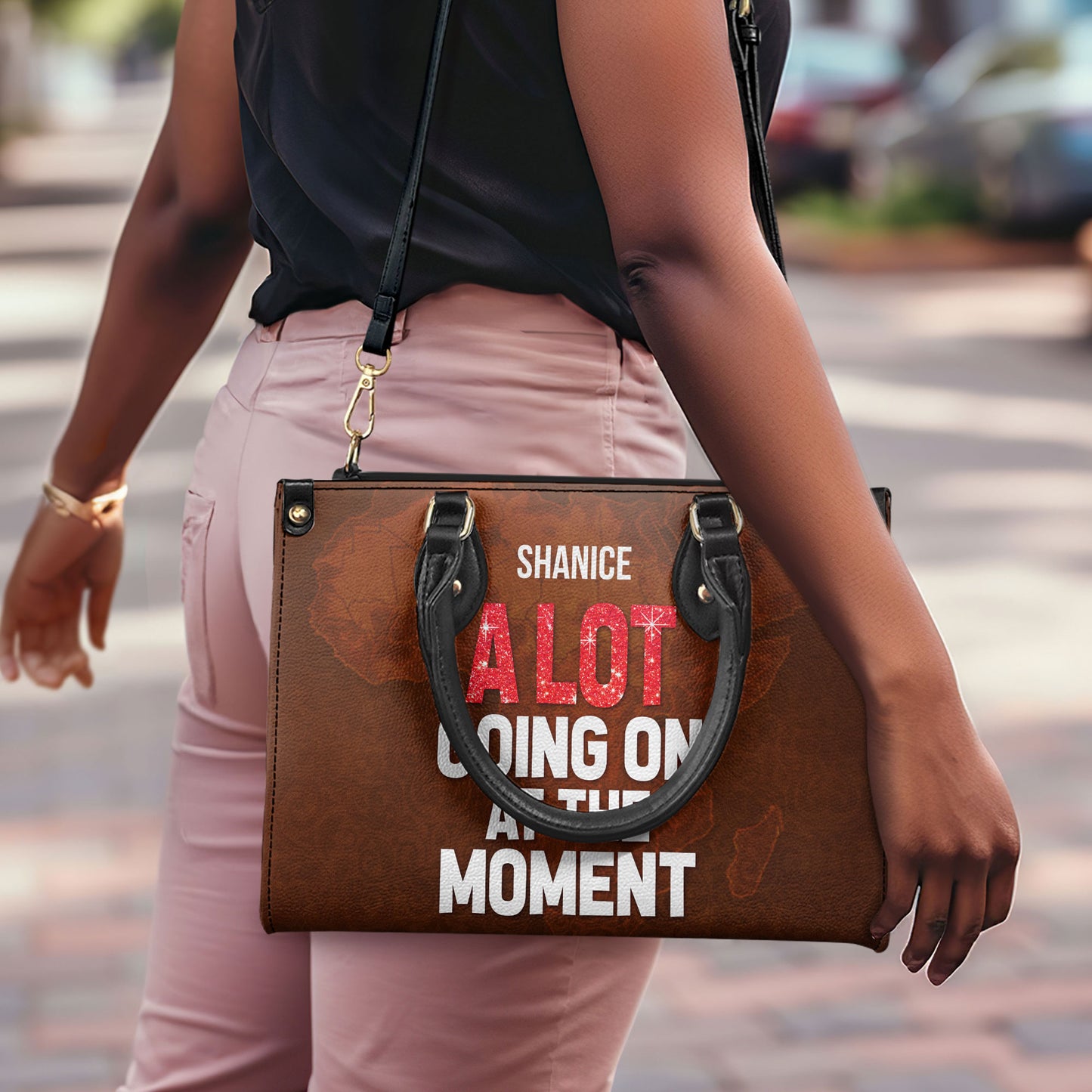 A Lot Going On At The Moment - Personalized Leather Handbag STB194B