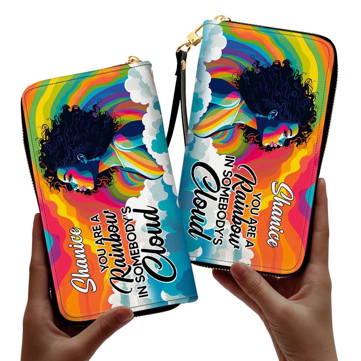 You Are A Rainbow - Personalized Leather Clutch Purse STB48