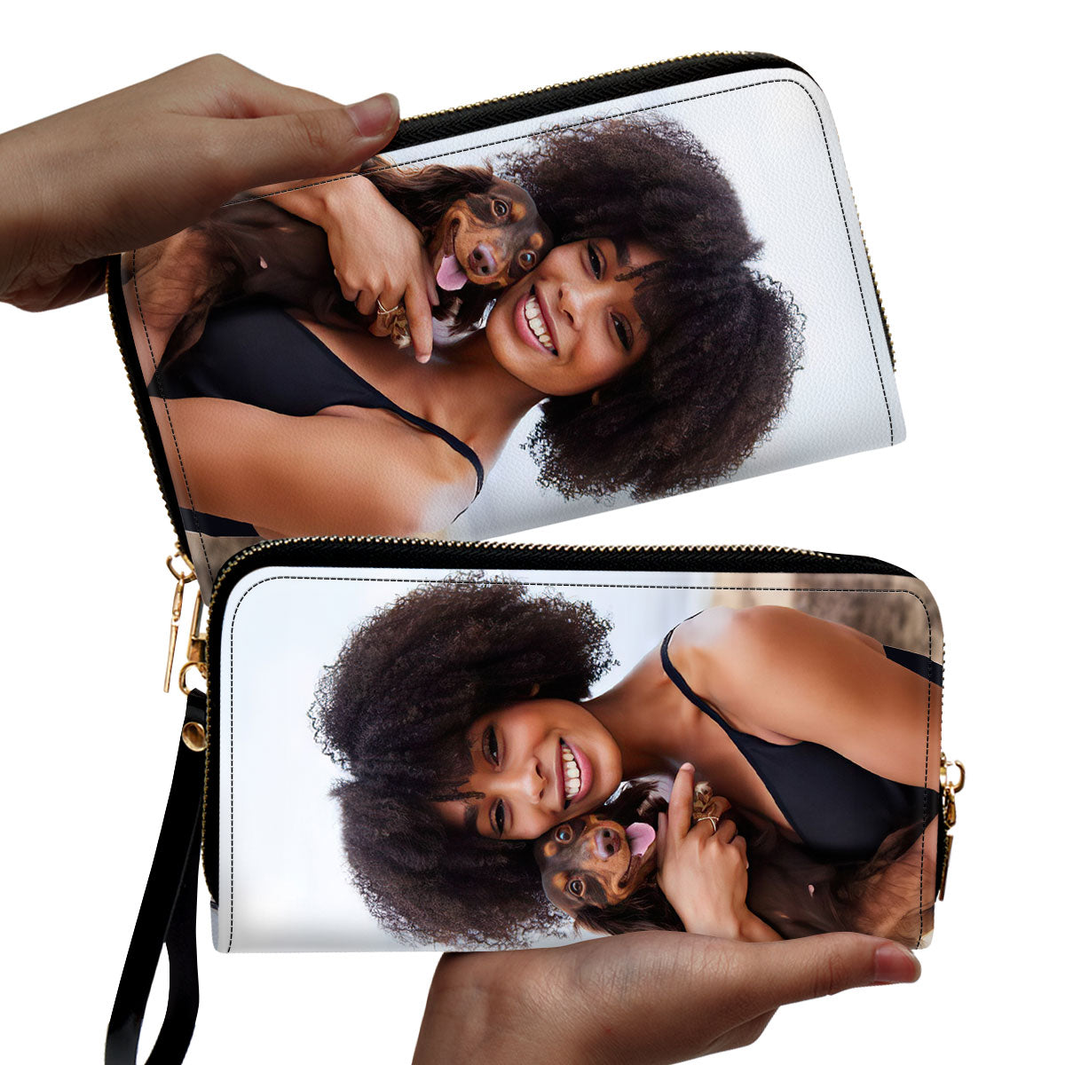Dog Mom Cat Mom Pet Mom - Personalized Leather Clutch Purse SBCPLM2118TA