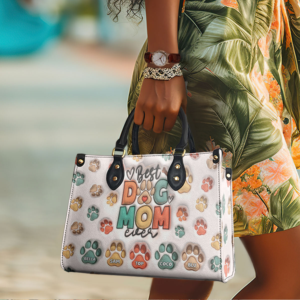 Best Dog Mom Ever - Personalized Leather Handbag STB225