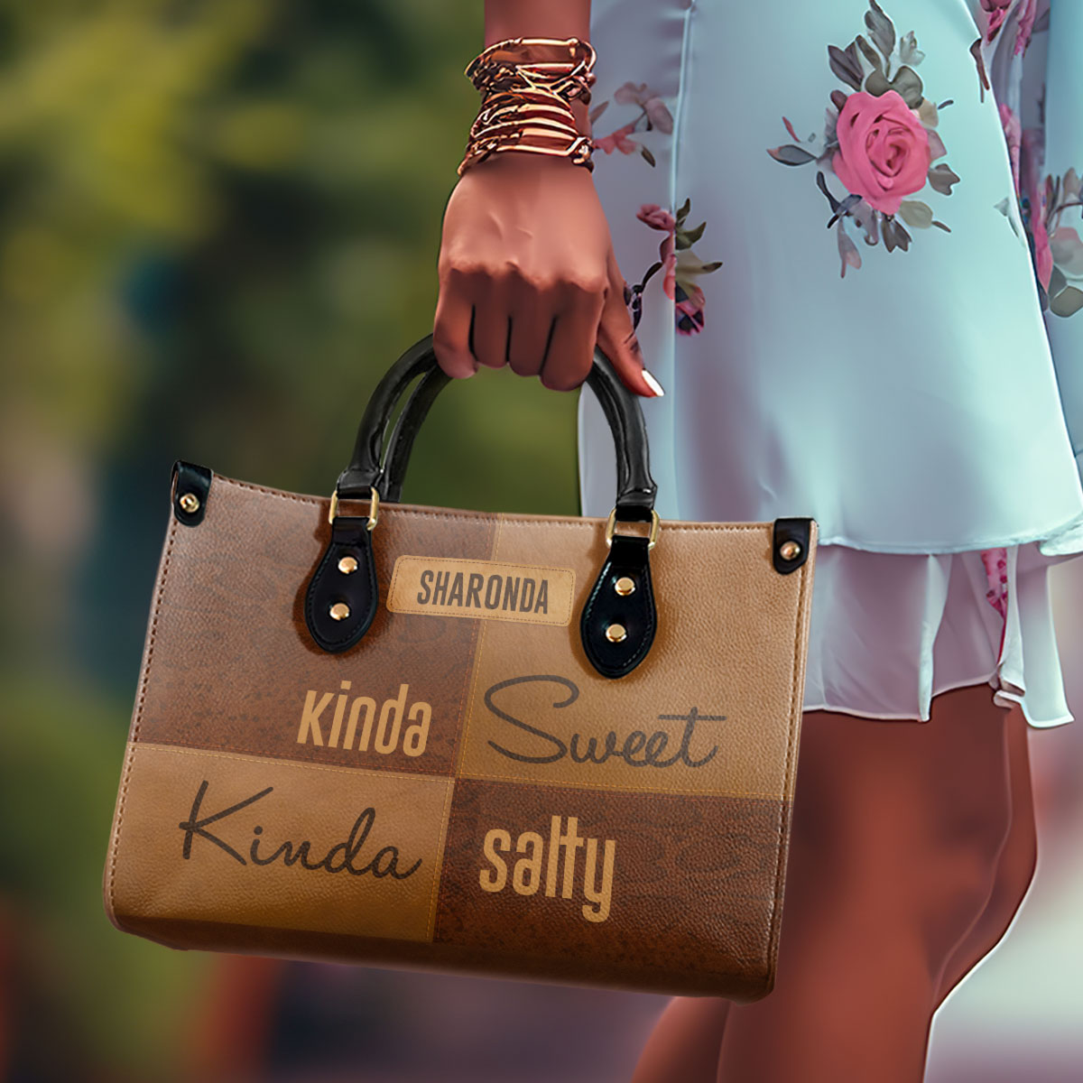 Kinda Sweet Kinda Salty - Personalized Leather Handbag STB200