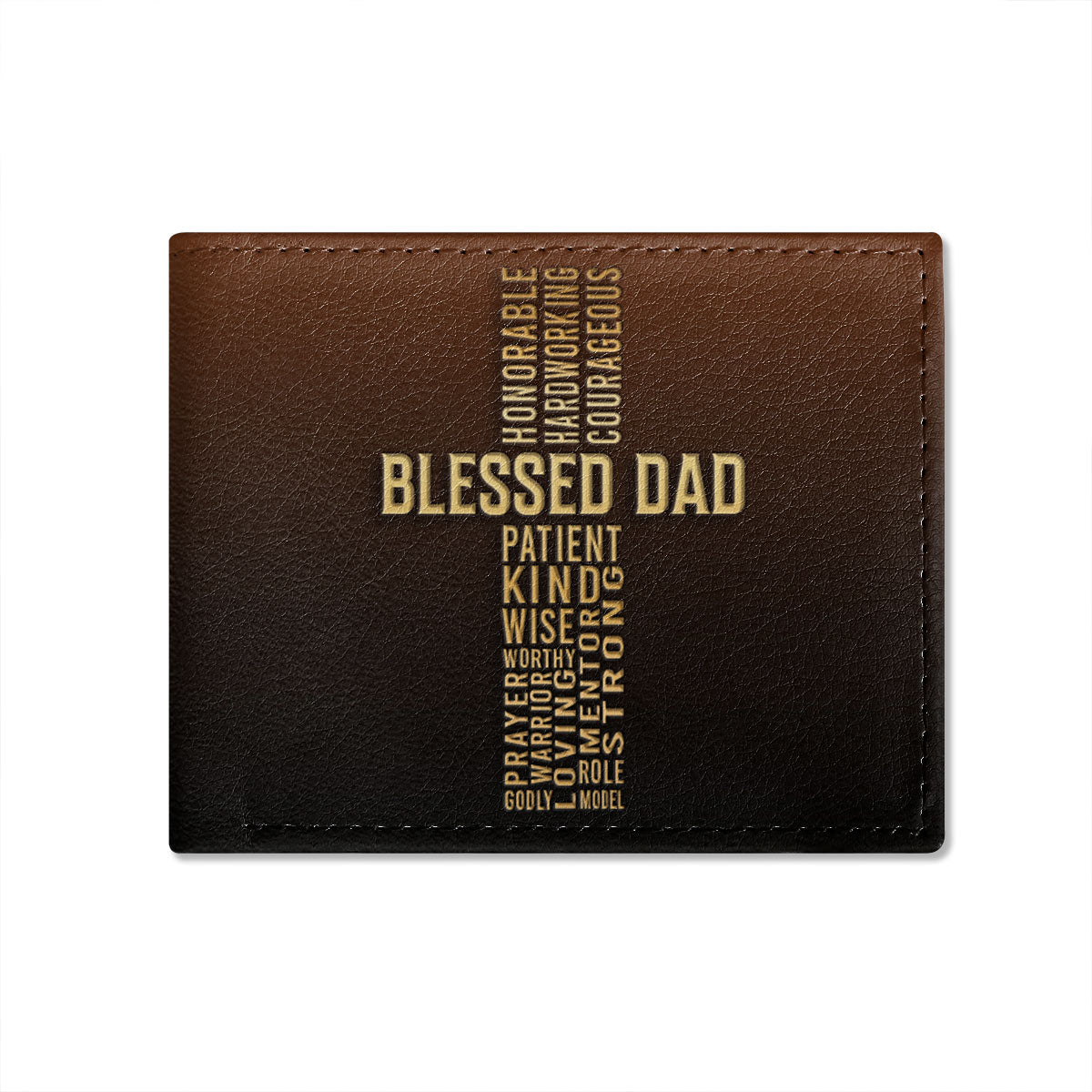 Blessed Dad - Personalized Leather Folded Wallet SBLFWHA15