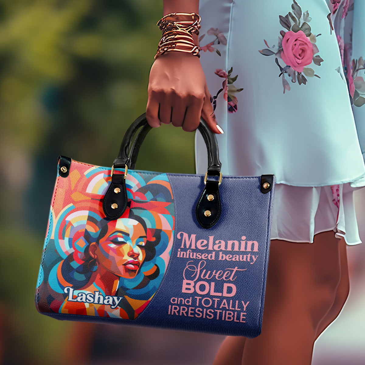 Melanin Infused Beauty - Personalized Leather Hand Bag STB80