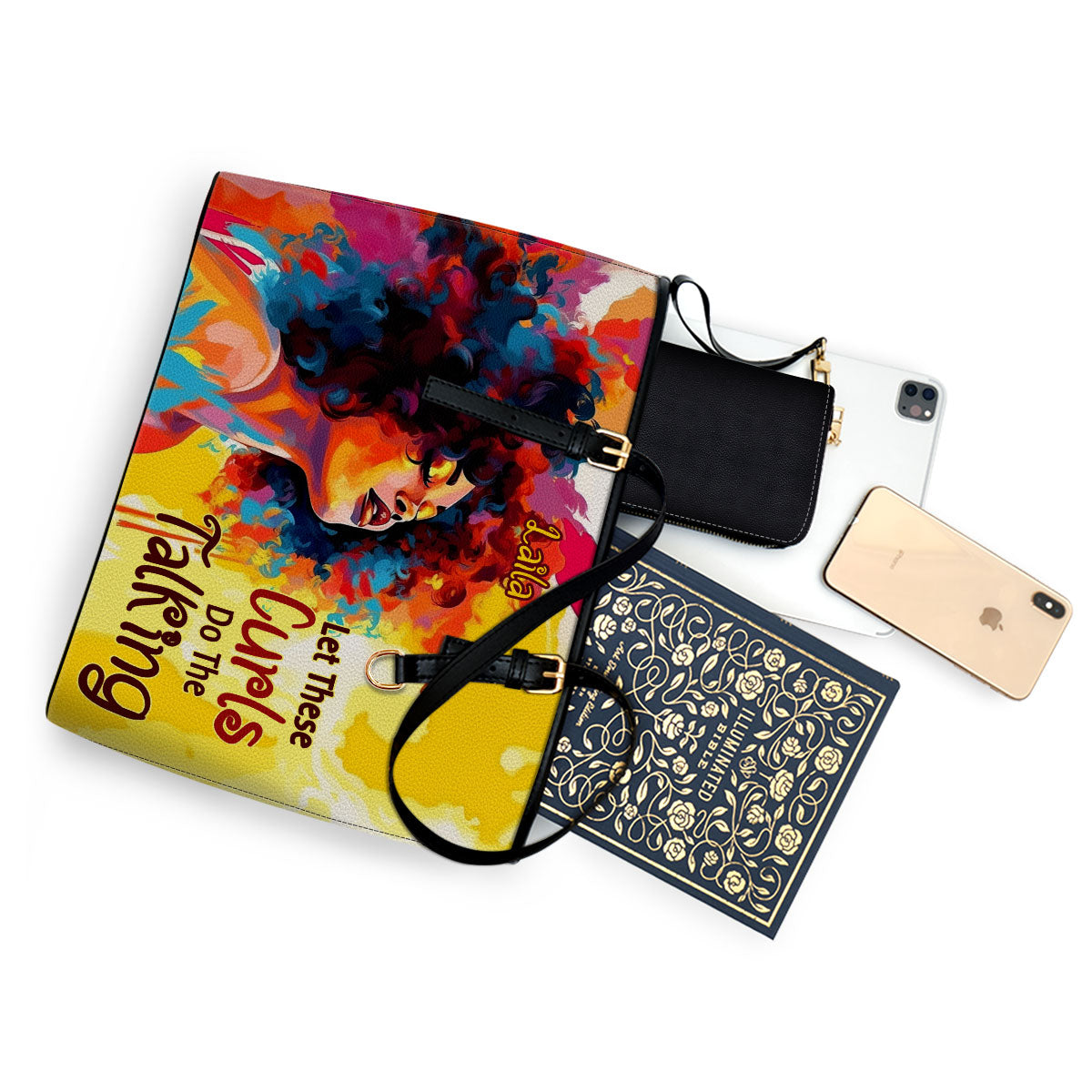 Let These Curls Do The Talking - Personalized Leather Totebag SB18