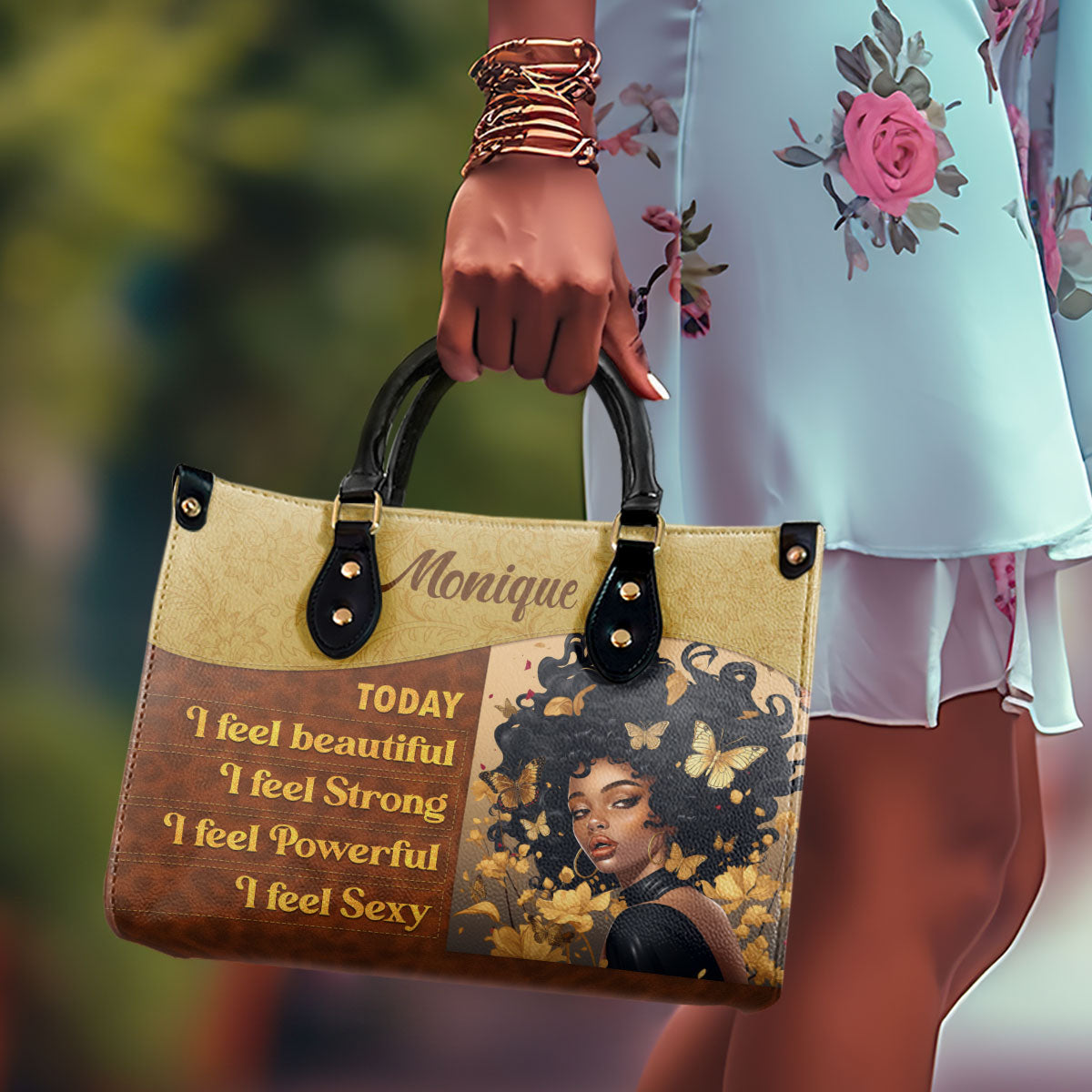 Today I Feel - Personalized Leather Hand Bag STB79