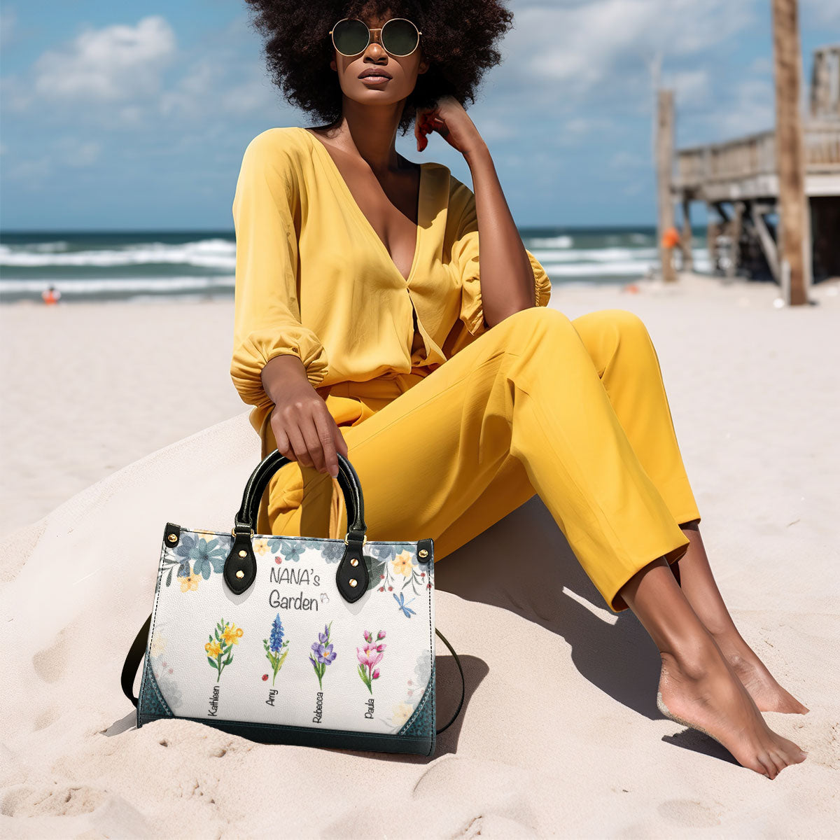 Grandma's Garden - Personalized Leather Handbag SB553