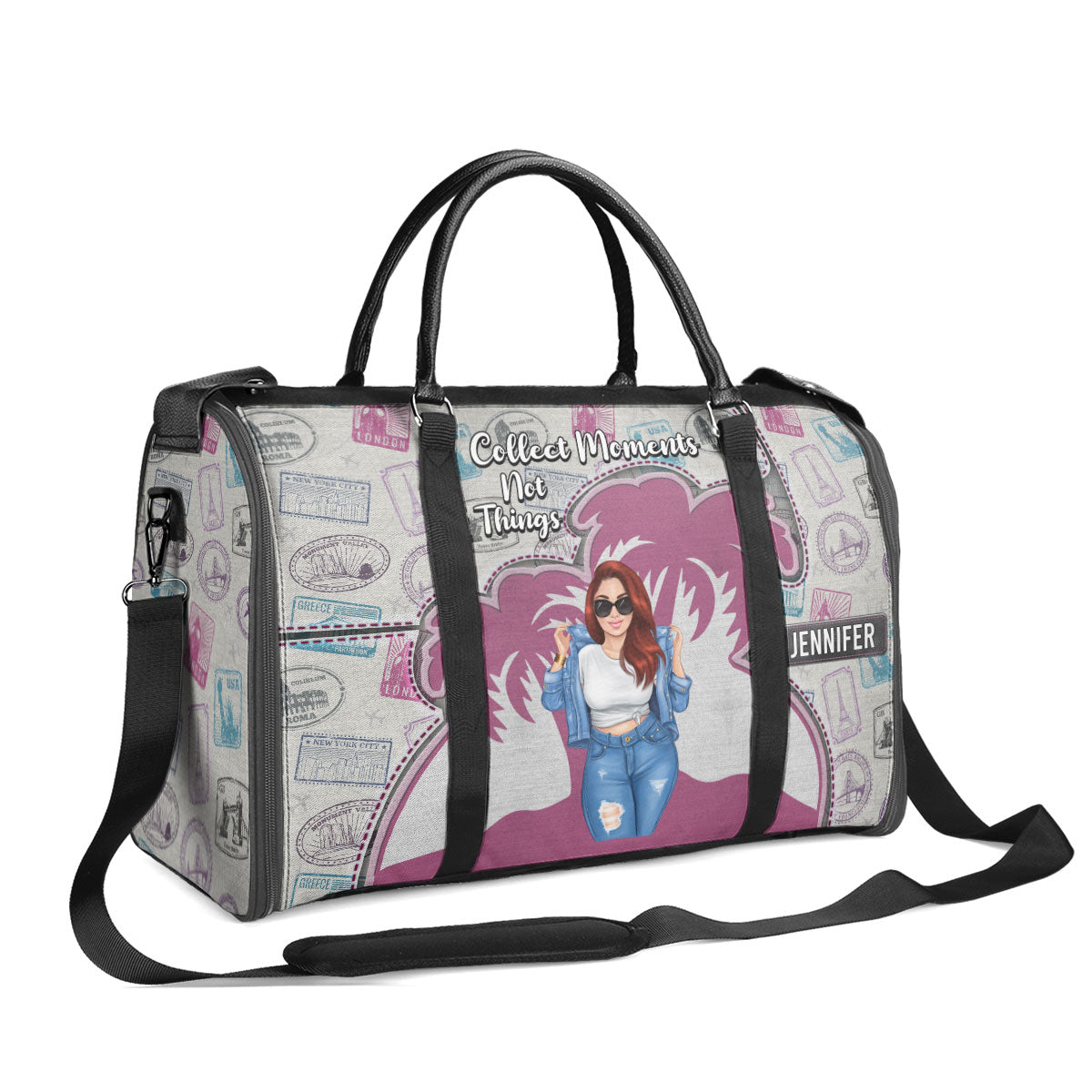Collect Memories Not Things - Personalized Leather Duffle Bag SBDBT76