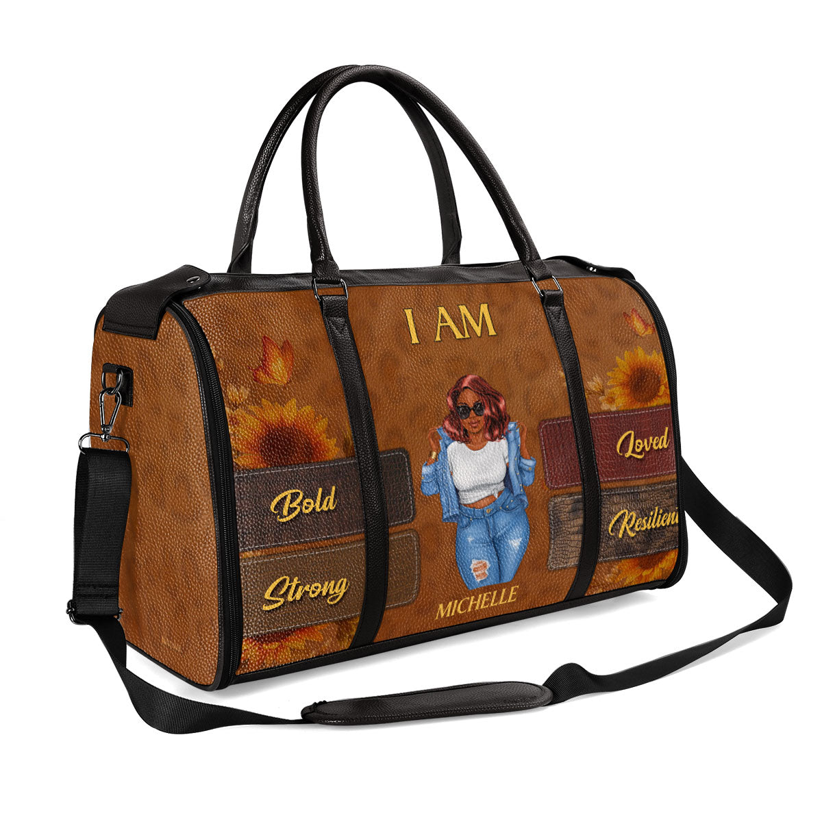 I Am - Personalized Leather Duffle Bag STB03