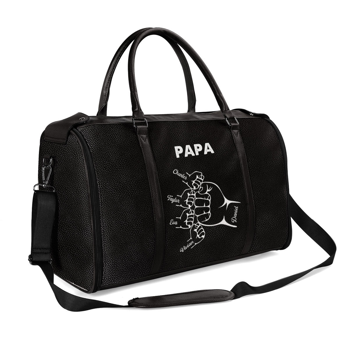 Dad/Mom/Grandma/Papa Family FistBump - Personalized Leather Duffle Bag SBDBHN18