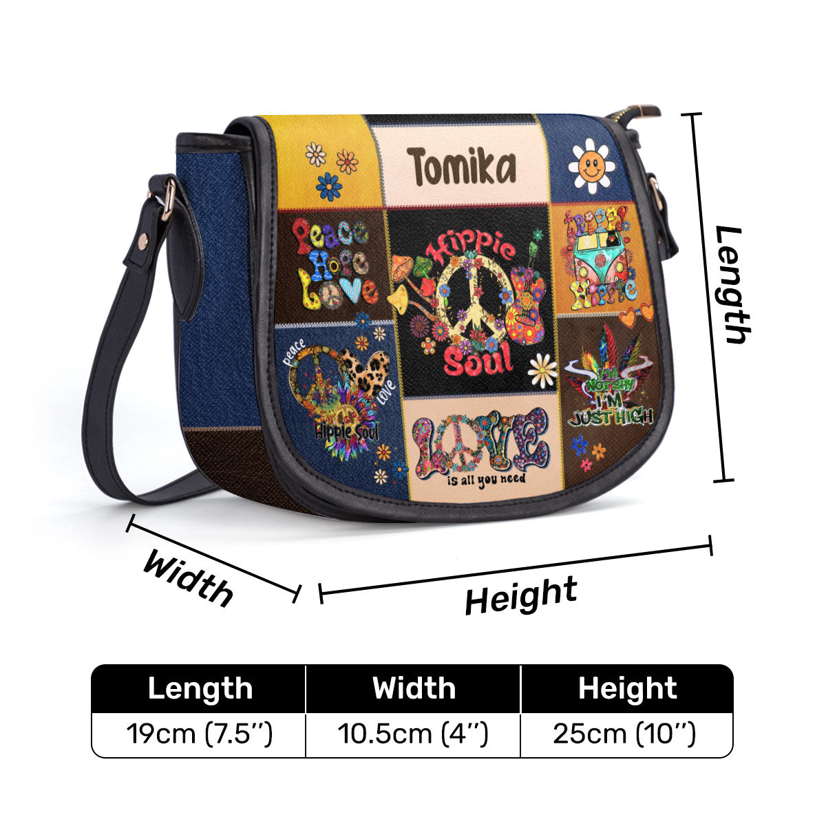 Hippie Soul - Personalized Leather Saddle Cross Body Bag SBHN17