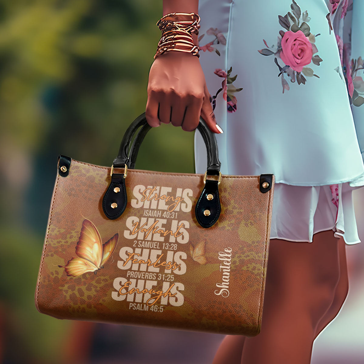 She Is Strong - Personalized Leather Handbag STB180