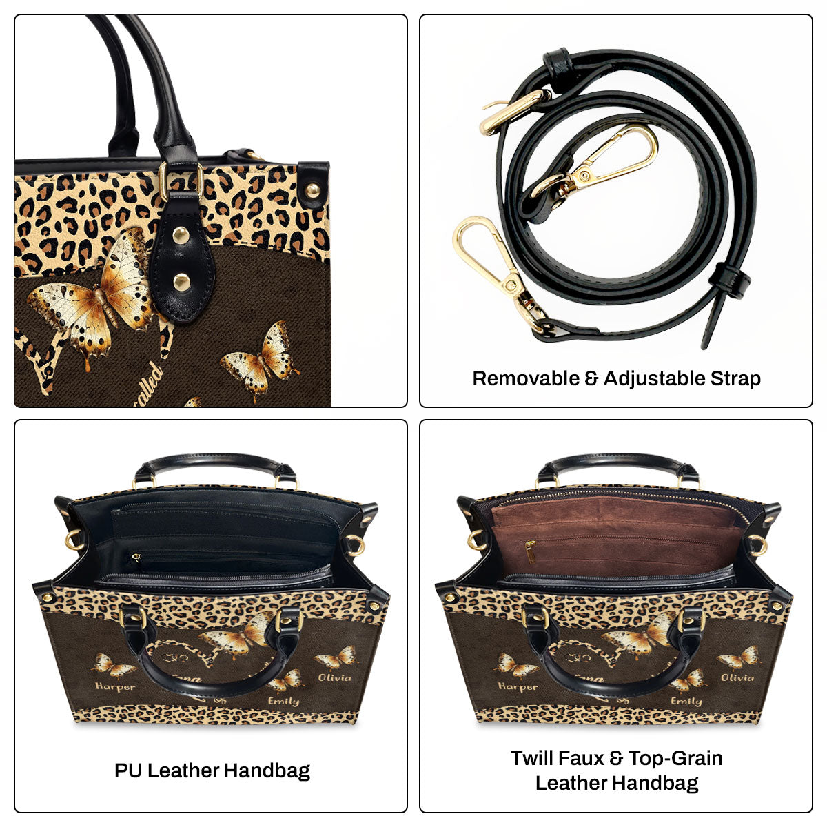 Blessed To Be Called Grandma Personalized Leather Handbag MS100