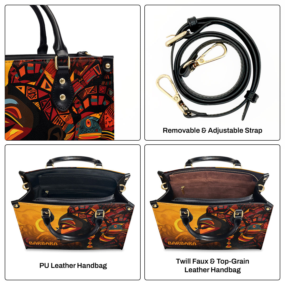 African Culture - Personalized Leather Handbag SB102