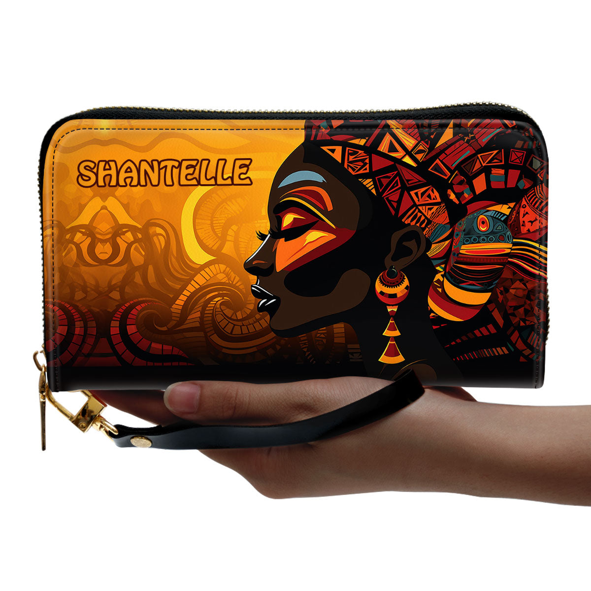African Culture- Personalized Leather Clutch Purse SB102