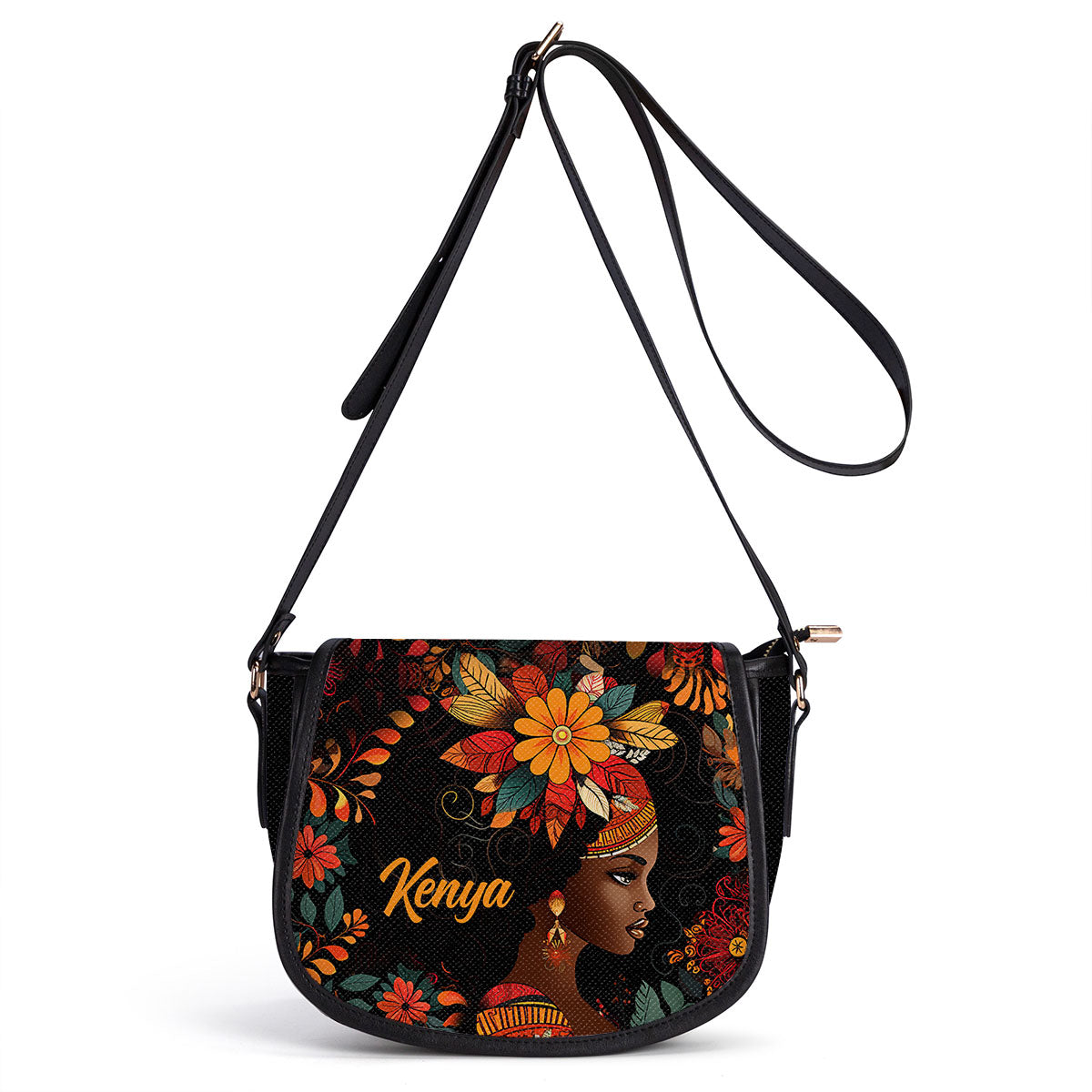 BlackBohemian - Personalized Leather Saddle Cross Body Bag SB104