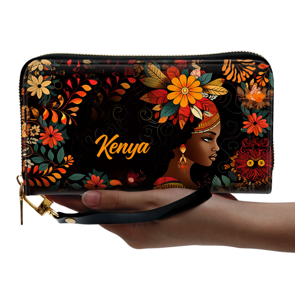 BlackBohemian - Personalized Leather Clutch Purse SB104