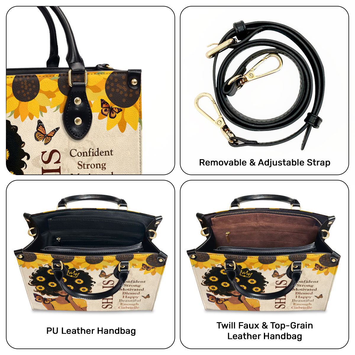 She Is - Personalized Leather Handbag SB12