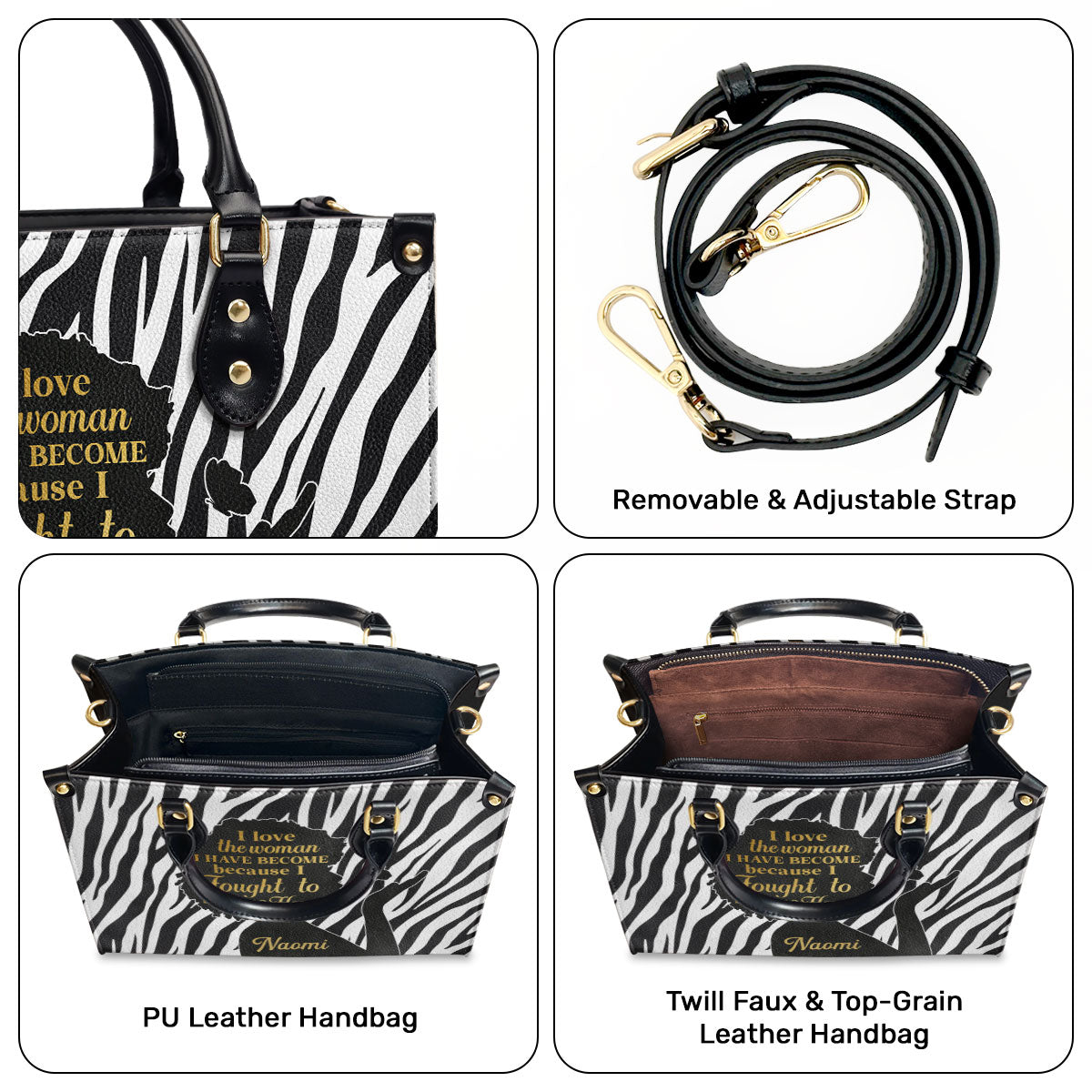 I Love The Woman I Have Become - Personalized Leather Handbag SB25