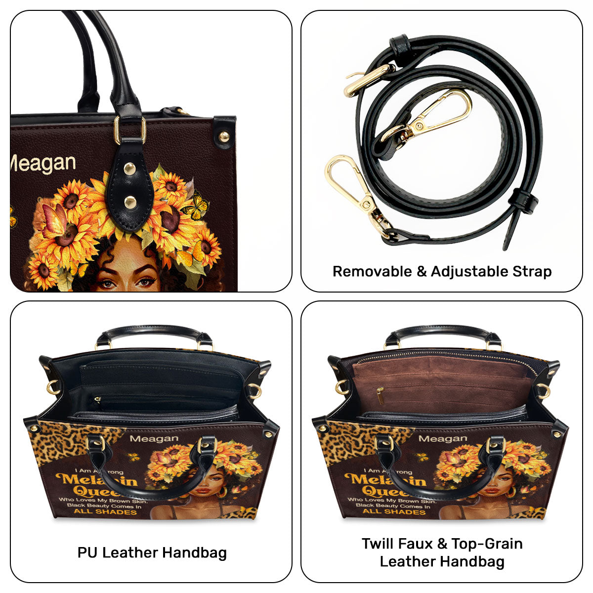Black Beauty Comes In All Shades - Personalized Leather Handbag SB26