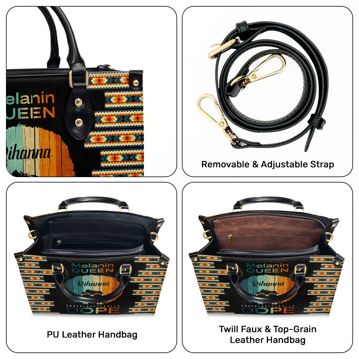 Melanin Queen - Personalized Leather Handbag SB31