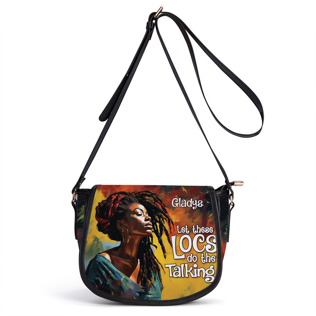 Let These Locs Do The Talking - Personalized Leather Saddle Cross Body Bag STB07