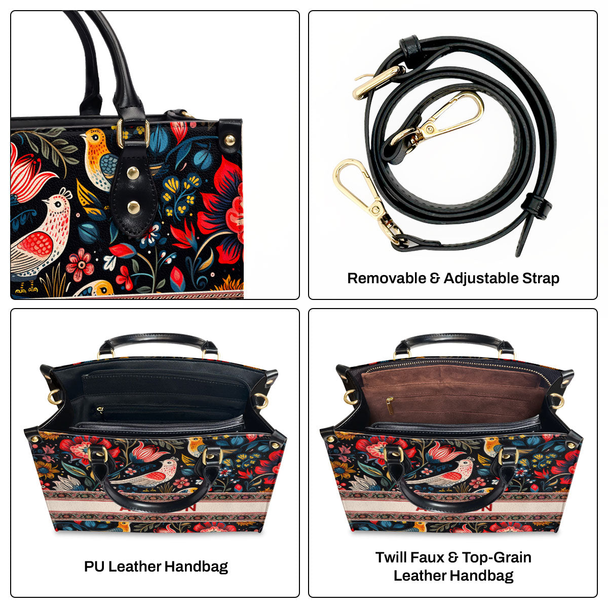 Flower - Four Seasons - Personalized Leather Handbag STB117
