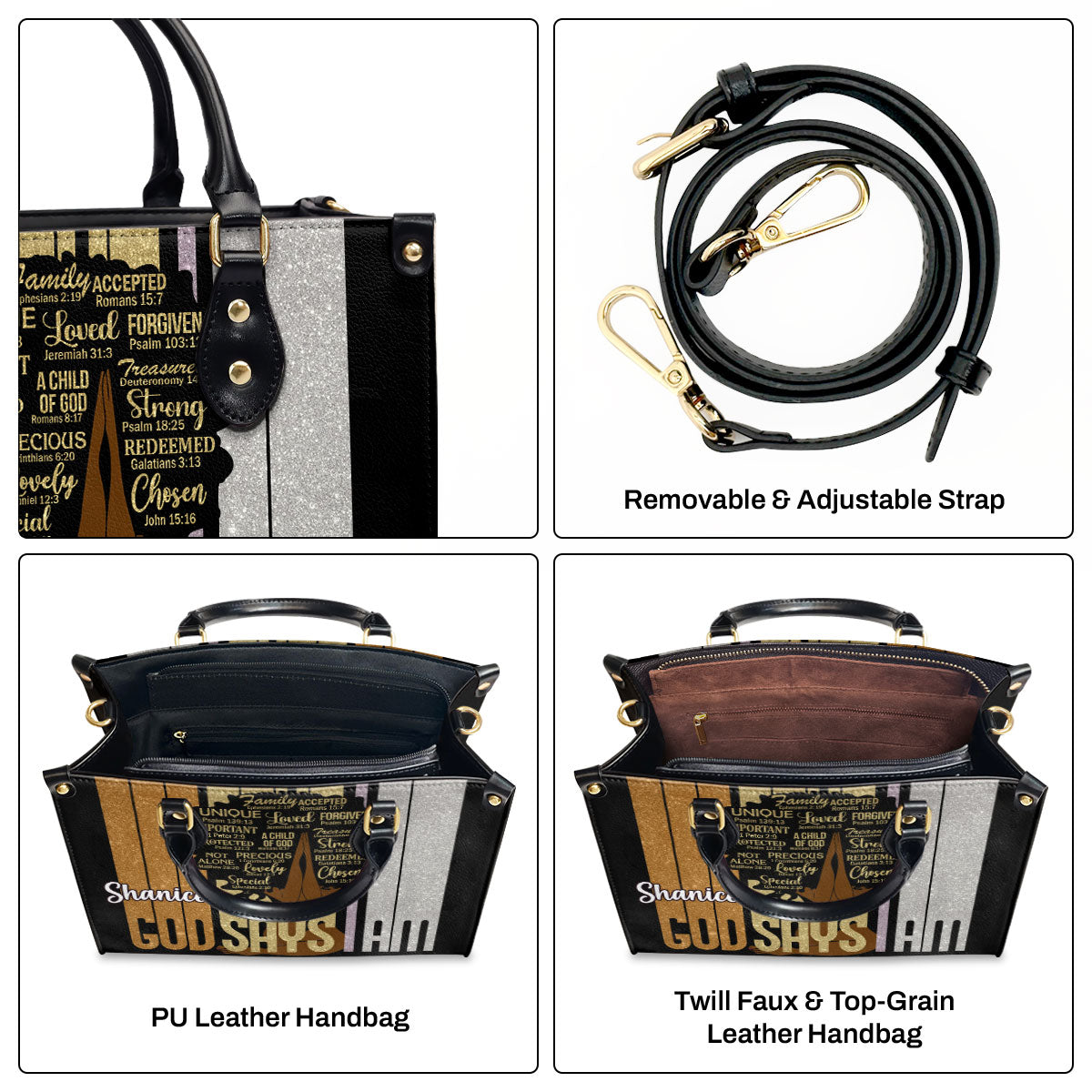 God Says I am - Personalized Leather Handbag STB148